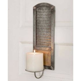 Rustic Metal Washboard Pillar Candle Sconce - Farmhouse Wall Decor with Vintage Charm