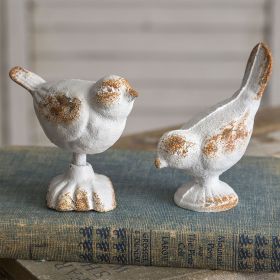 Rustic Set of Two Cast Iron Birds - Decorative Home Accents