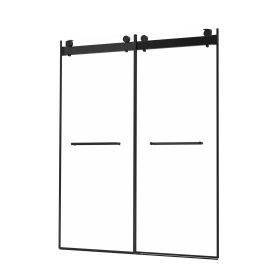 Frameless Double Sliding Shower, 69" - 72" Width, 79" Height, 3/8" (10 mm) Clear Tempered Glass, , Designed for Smooth Door with Clear Tempered Glass