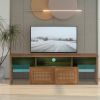 TV Stand; Two doors of TV cabinet; Adjustable 2 clear wave laminates; LED light with adjustable color; For TV cabinet size up to 60 inches; yellow