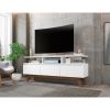 Manhattan Comfort Yonkers 62.99 TV Stand with Solid Wood Legs and 6 Media and Storage Compartments in White