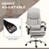 Vinsetto Microfibre Executive Massage Office Chair, Swivel Computer Desk Chair, Heated Reclining Computer Chair with Lumbar Support Pillow, Light Gray