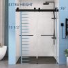 Frameless Double Sliding Shower, 69" - 72" Width, 79" Height, 3/8" (10 mm) Clear Tempered Glass, , Designed for Smooth Door with Clear Tempered Glass