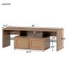 TV Stand; Two doors of TV cabinet; Adjustable 2 clear wave laminates; LED light with adjustable color; For TV cabinet size up to 60 inches; yellow