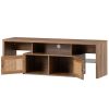 TV Stand; Two doors of TV cabinet; Adjustable 2 clear wave laminates; LED light with adjustable color; For TV cabinet size up to 60 inches; yellow