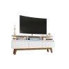 Manhattan Comfort Yonkers 62.99 TV Stand with Solid Wood Legs and 6 Media and Storage Compartments in White