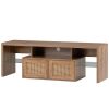TV Stand; Two doors of TV cabinet; Adjustable 2 clear wave laminates; LED light with adjustable color; For TV cabinet size up to 60 inches; yellow