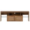 TV Stand; Two doors of TV cabinet; Adjustable 2 clear wave laminates; LED light with adjustable color; For TV cabinet size up to 60 inches; yellow