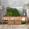 TV Stand; Two doors of TV cabinet; Adjustable 2 clear wave laminates; LED light with adjustable color; For TV cabinet size up to 60 inches; yellow