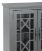Antique Grey Accent Chest 1pc Classic Storage Cabinet Shelves Glass Inlay Doors Wooden Traditional Design Furniture