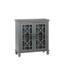 Antique Grey Accent Chest 1pc Classic Storage Cabinet Shelves Glass Inlay Doors Wooden Traditional Design Furniture