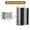 8-Tier 2-Row Shoe Rack Organizer Stackable Free Standing Shoe Storage Shelf Plastic Shoe Cabinet Tower with Transparent Doors for Heels Boots Slippers