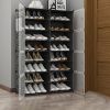 8-Tier 2-Row Shoe Rack Organizer Stackable Free Standing Shoe Storage Shelf Plastic Shoe Cabinet Tower with Transparent Doors for Heels Boots Slippers