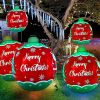 Light Up PVC Inflatable Christmas Ball, 24 Inch Large Outdoor Xmas Decorated Merry Xmas Giant Ball