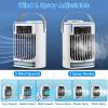 Portable Air Conditioner Fan Evaporative Humidifier 3 Speed Spray Personal Cold Mist Air Cooler Desk Table Fan Water Tank Night Light Adjustable Angel
