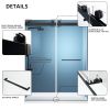 Frameless Double Sliding Shower, 69" - 72" Width, 79" Height, 3/8" (10 mm) Clear Tempered Glass, , Designed for Smooth Door with Clear Tempered Glass