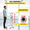 VEVOR Stand Up Lectern, Height Adjustment Portable Pulpit, Lectern Podium with 4 Rolling Casters, Lower Storage Shelf Floor Lectern Podium, White Lect