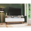 Manhattan Comfort Yonkers 62.99 TV Stand with Solid Wood Legs and 6 Media and Storage Compartments in White
