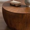 31.50"Vintage Style Bucket Shaped Coffee Table with storage function, for Office, Dining Room and Living Room, Brown