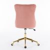 A&A Furniture Office Chair,Velvet Upholstered Tufted Button Home Office Chair with Golden Metal Base,Adjustable Desk Chair Swivel Office Chair (Pink)