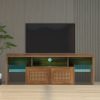 TV Stand; Two doors of TV cabinet; Adjustable 2 clear wave laminates; LED light with adjustable color; For TV cabinet size up to 60 inches; yellow