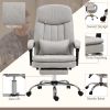 Vinsetto Microfibre Executive Massage Office Chair, Swivel Computer Desk Chair, Heated Reclining Computer Chair with Lumbar Support Pillow, Light Gray