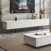 Modern 70.9" TV Stand with Drawers Line Media Console with Black Metal Legs