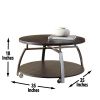 Elegant Table Collection - Soft Round Shapes, Silvershield Laminate Tops - Black Nickel Base, Aggressive Profile - Cocktail Table with Casters
