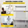 VEVOR Stand Up Lectern, Height Adjustment Portable Pulpit, Lectern Podium with 4 Rolling Casters, Lower Storage Shelf Floor Lectern Podium, White Lect