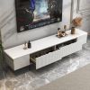 Modern 70.9" TV Stand with Drawers Line Media Console with Black Metal Legs