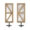 MIRRORED WOOD CANDLE SCONCE SET