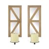 MIRRORED WOOD CANDLE SCONCE SET