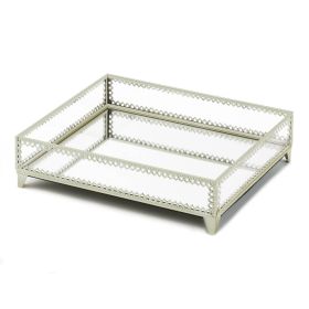 SILVER TRIM GLASS TRAY