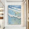 Hand Painted Oil Painting Large Ocean Painting Surf Art Beach Painting On Canvas Seaside Wall Art Figure Seascape Painting Beach Waves Landscape Abstr