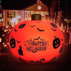 Inflatable Light Up Halloween Ball - SVOPY 24 Inch Large Outdoor Decorated Pumpkin and Bat Ball with Remote for Yard Pool Hang or Place in The Yard fo (Quantity: 3)