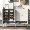 Shoe Cabinet with Doors, 11-Tier Shoe Storage Cabinet with Adjustable Shelves, Modern Wooden Shoes Shoe Storage Organizer for Entryway, Living Room, H
