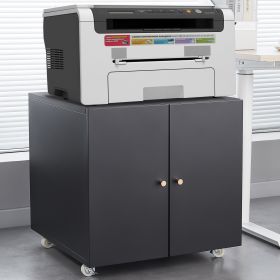 Office furniture Copier Cabinet white 2 door steel copier stand mobile pedestal file Printer Stand (Color: Black)
