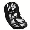 two set of 10 portable stainless steel tableware, suitable for hotels/restaurants/gatherings, hiking, and camping adventures. There are plates, forks,