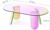 Acrylic Rainbow Color Coffee Table;  Iridescent Glass End Table Round Side Table Modern Accent TV Table for Living Bed Room Decoration