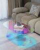 Acrylic Rainbow Color Coffee Table;  Iridescent Glass End Table Round Side Table Modern Accent TV Table for Living Bed Room Decoration