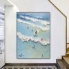 Hand Painted Oil Painting Large Ocean Painting Surf Art Beach Painting On Canvas Seaside Wall Art Figure Seascape Painting Beach Waves Landscape Abstr