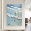 Hand Painted Oil Painting Large Ocean Painting Surf Art Beach Painting On Canvas Seaside Wall Art Figure Seascape Painting Beach Waves Landscape Abstr
