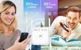 WiFi Extender - 5G WiFi Repeater Internet Booster with Ethernet Port - 1200Mbps WPS WiFi Extenders Signal Booster for Home - Covers 4000sq.ft 35 Devic