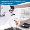 Commercial Faucet with Pre-Rinse Sprayer, 8 Inch Center Wall Mount Kitchen Faucet with Pull Down Spray, Swivel Spout for Restaurant 1-2 Compartment Si