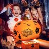 Inflatable Light Up Halloween Ball - SVOPY 24 Inch Large Outdoor Decorated Pumpkin and Bat Ball with Remote for Yard Pool Hang or Place in The Yard fo
