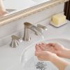The new model is beautiful and practical Waterfall Bathroom Sink Faucet 3 Hole Dual Handle 8 Inch Bath Faucet with Plastic Perforated Drainer