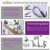 Commercial Faucet with Pre-Rinse Sprayer, 8 Inch Center Wall Mount Kitchen Faucet with Pull Down Spray, Swivel Spout for Restaurant 1-2 Compartment Si